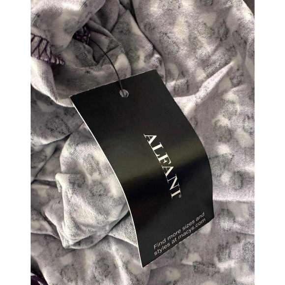 Alfani Womens Large Black White Purple Pattern Short Sleeve Rayon Top NEW - Picture 7 of 9
